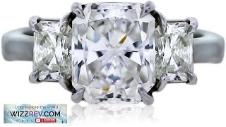 Platinum Gia Certified 3.03Ct Radiant Cut Three Stone Engagement Ring