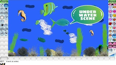 Tux paint tutorial  / how to make under water scene /How to use Stamp and MAGIC tool/
