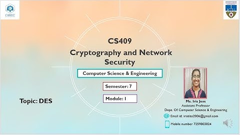 CS 409CNS module 1 Block cipher DES