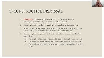 constructive dismissal, ending of fixed term contract and frustration of contract