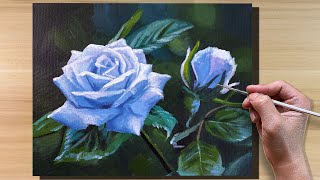 Acrylic Painting Blue Rose / Time-lapse