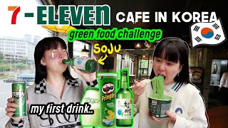 Eating Only Green Food at 7-Eleven Cafe In Korea for 24hrs (lots of mukbang lol) | Q2HAN