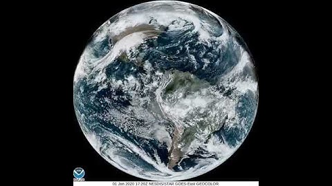 NOAA Full Disk video, with moving clouds - 01 JAN 2020