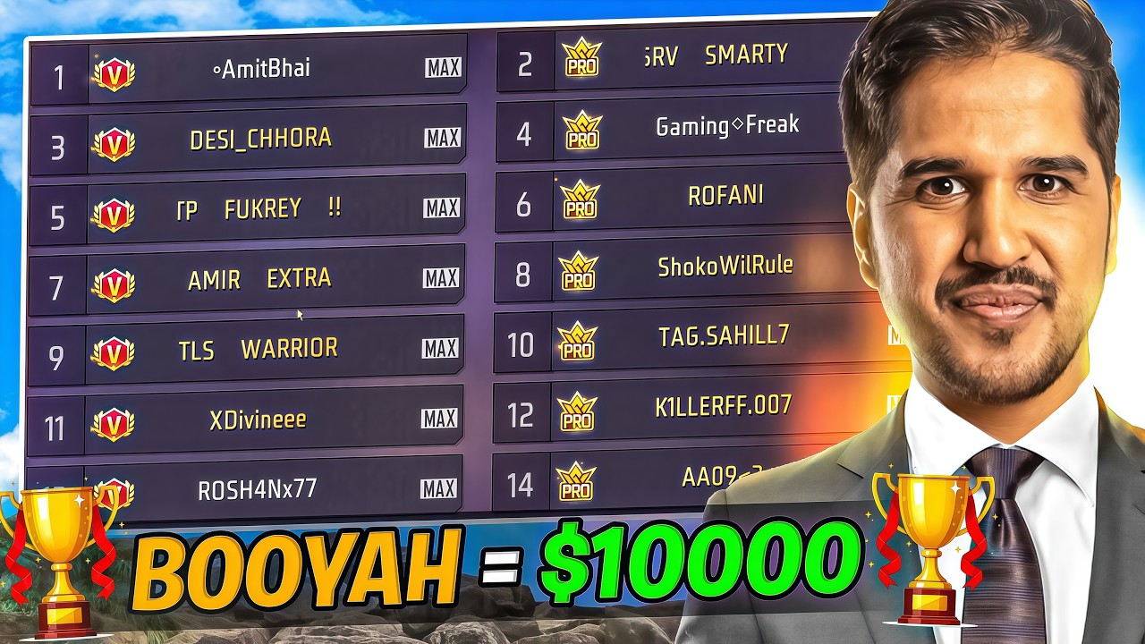 BOOYAH = 10000 🔥 YOUTUBERS  vs  ESPORTS PLAYERS  (PART 2) 🔥