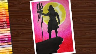 Shivaratri drawing very easy / How to draw Baba Bholenath drawing with oil pastel - step by step