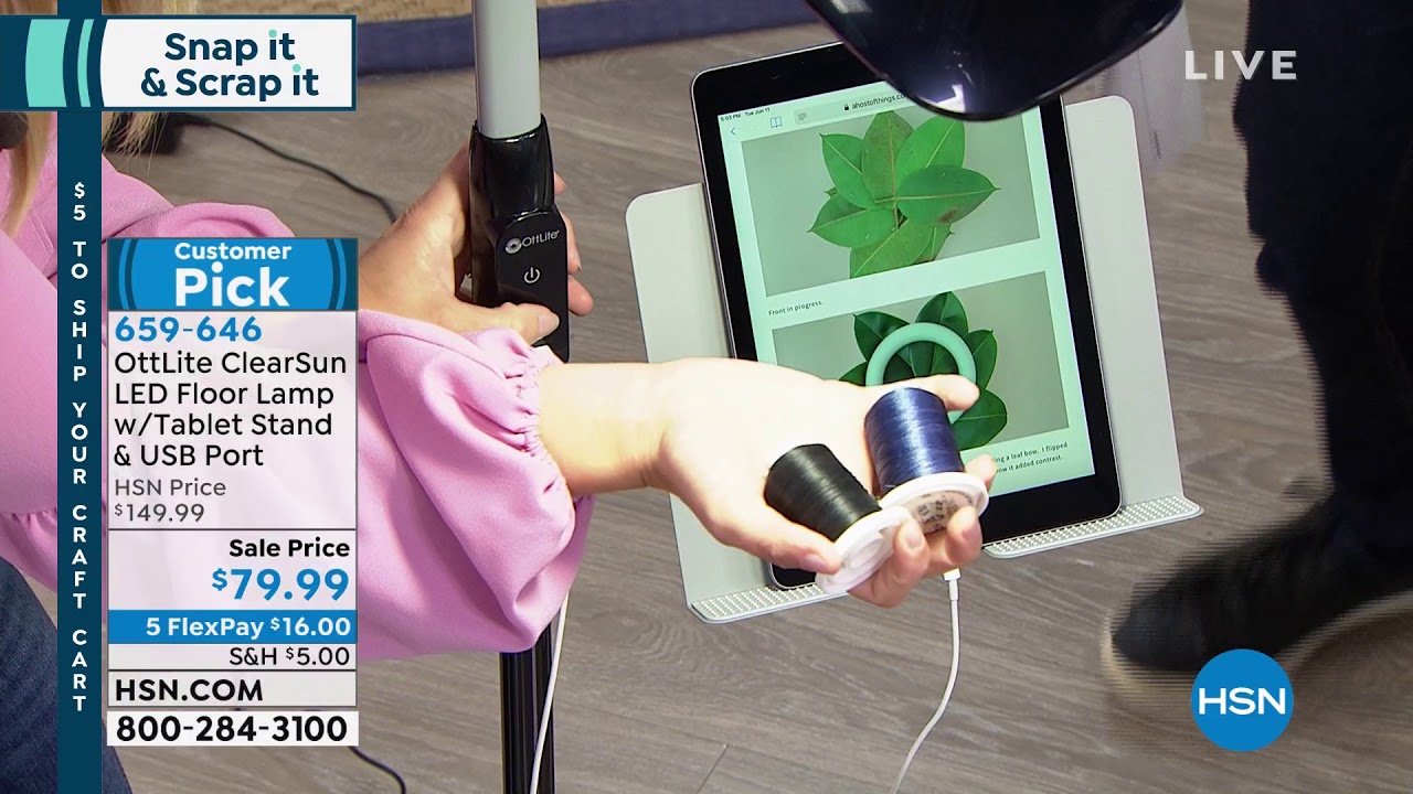 OttLite ClearSun LED Floor Lamp with Tablet Stand USB YouTube