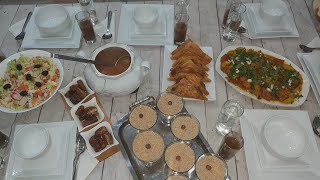طاولة الثامن من رمضان عصيدة بفريوة مصلي بالدجاج/ حلالم بالخضرة/ سلاطة/بريك ?