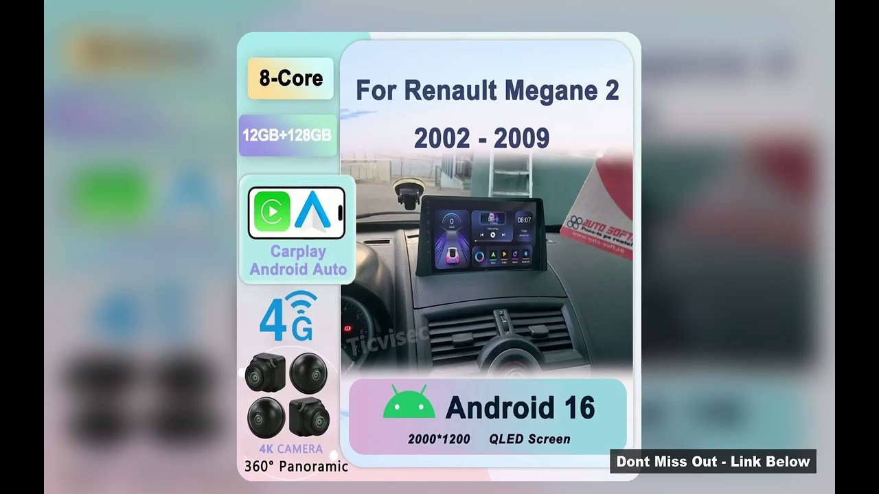 2 Din Android 16 Car Stereo Radio For Renault Megane 2 20022009 Multimedia Video Player Carplay GPS