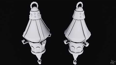 Stylized Pirate Lantern - Low-Poly Breakdown Render