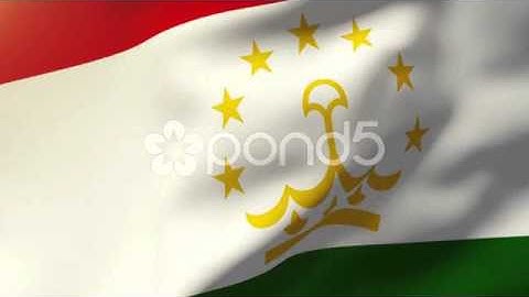 Tajikistan Flag Waving In The Wind. Looping Sun Rises Style. Animation Loop
