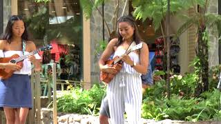 Jody Kamisato with Honoka and Azita at the International Ukulele Contest 2018