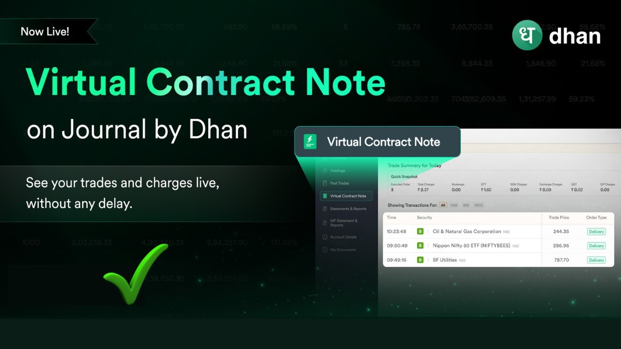 How to use Virtual Contract Note on Dhan Trading Platform || - YouTube