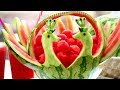 How To Make Watermelon Peacocks - Fruit and Vegetable Carving Garnish - Food Art - Party Decoration