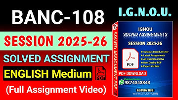BANC 108 Solved Assignment 2025-26 English, BANC 108 Solved Assignment 25-26, BANC-108 Assignment