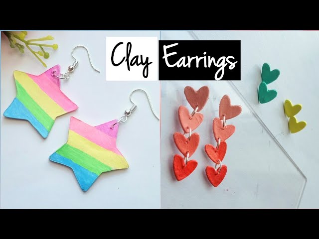 Pink Heart Earring Handmade Air Dry Clay Eco Friendly Stainless Wire Hook -  Shop luckyhandmade246 Earrings & Clip-ons - Pinkoi