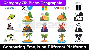Emojis On Different Platforms | Category 75: Place-Geographic 🏖️🏕️🏜️🏝️🛘🗻⛰️🏞️🏔️🌋