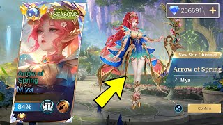MIYA ARROW OF SPRING SEASONS SKIN IS HERE!😱 DIAMOND SPENT REVEAL!! (BEST MIYA SKIN EVER?) - MLBB