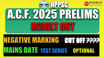 HPPSC ACF 2025 Prelims Result OUT | Cut Off, Mains Date & Next Steps | Nimbus Academy Analysis