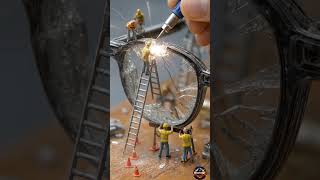 Tiny Workers Repair Broken Glasses | Satisfying Mini Construction #Short