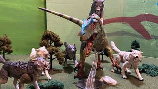 Dire Wolfs vs Allosaurus ( stop motion )