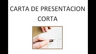 Carta de presentación corta para un trabajo Carta de presentación corta para un trabajo