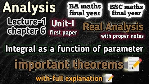 L1 integral as function of a parameter | real analysis bsc 3rd year chapter 6 | ba 3rd year analysis