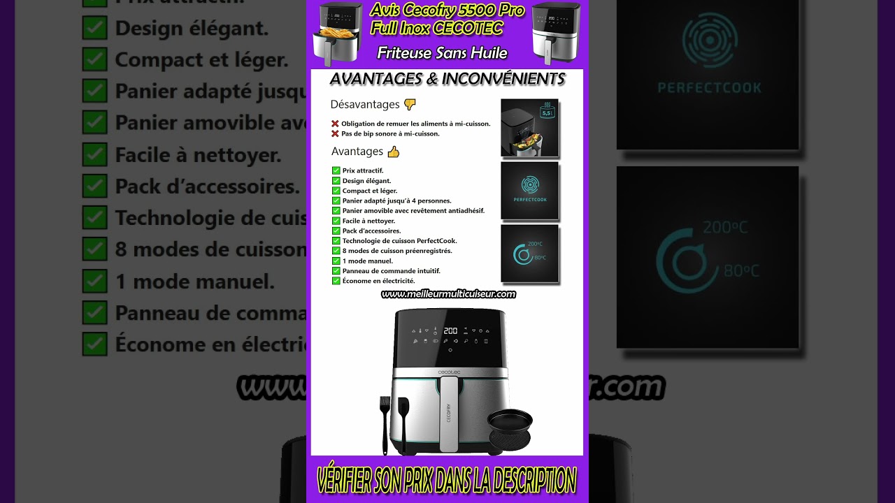 Avis Avantages et Inconvénients : Cecofry Bombastik 6000 Full Friteuse Sans  Huile 12-en-1 CECOTEC 