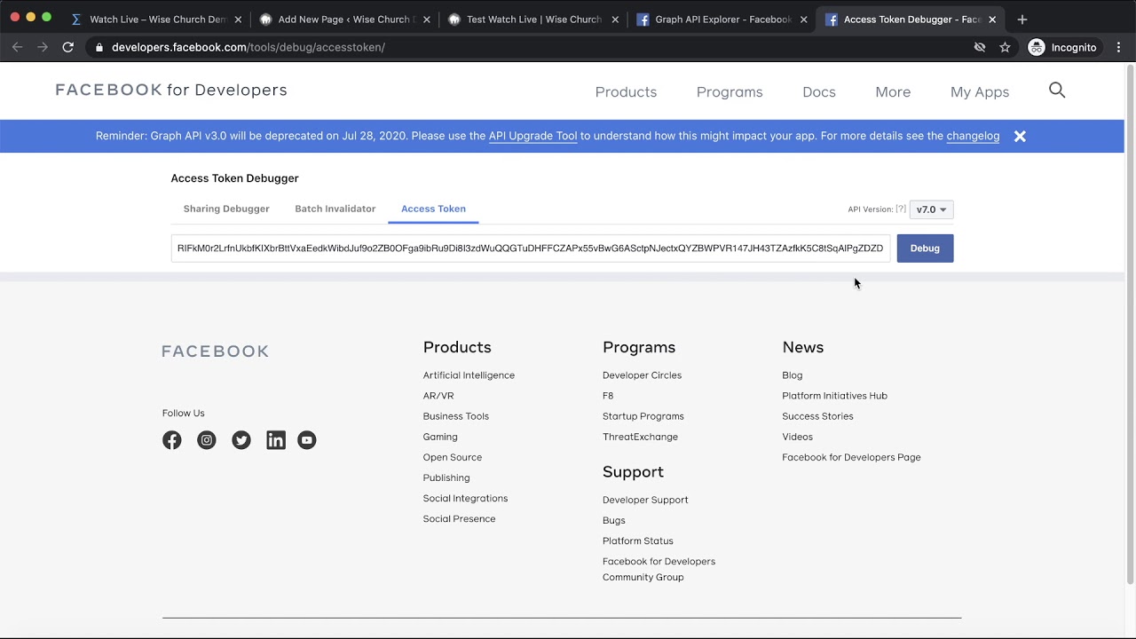 How to Get Facebook Access Token | Wise Church WordPress Theme