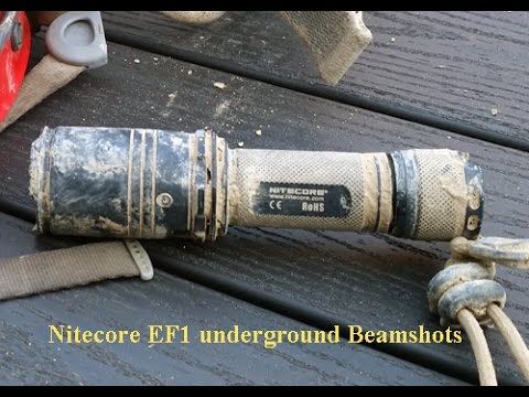 Nitecore EF1 torch Underground beam shots video
