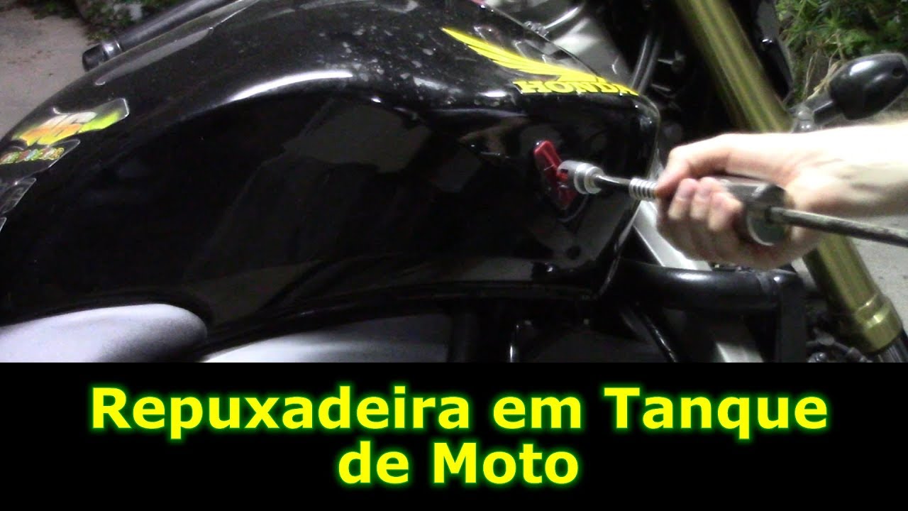 Martelinho para Iniciantes: Desamassando tanque de moto com repuxadeira e cola quente.
