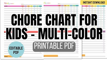 Chore Chart for Kids Printable (PDF) - Multi-Color
