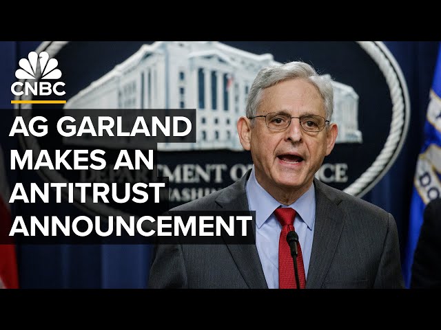 Attorney General Garland makes an antitrust announcement at the Justice Department — 5/23/24 class=