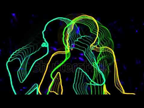 Stock Footage Dancing Girls Outlined Silhouettes Colored Neon Style With Star Trails Background