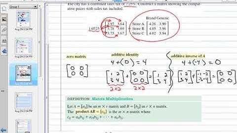 Pre-Calculus 7.2 Matrix Algebra