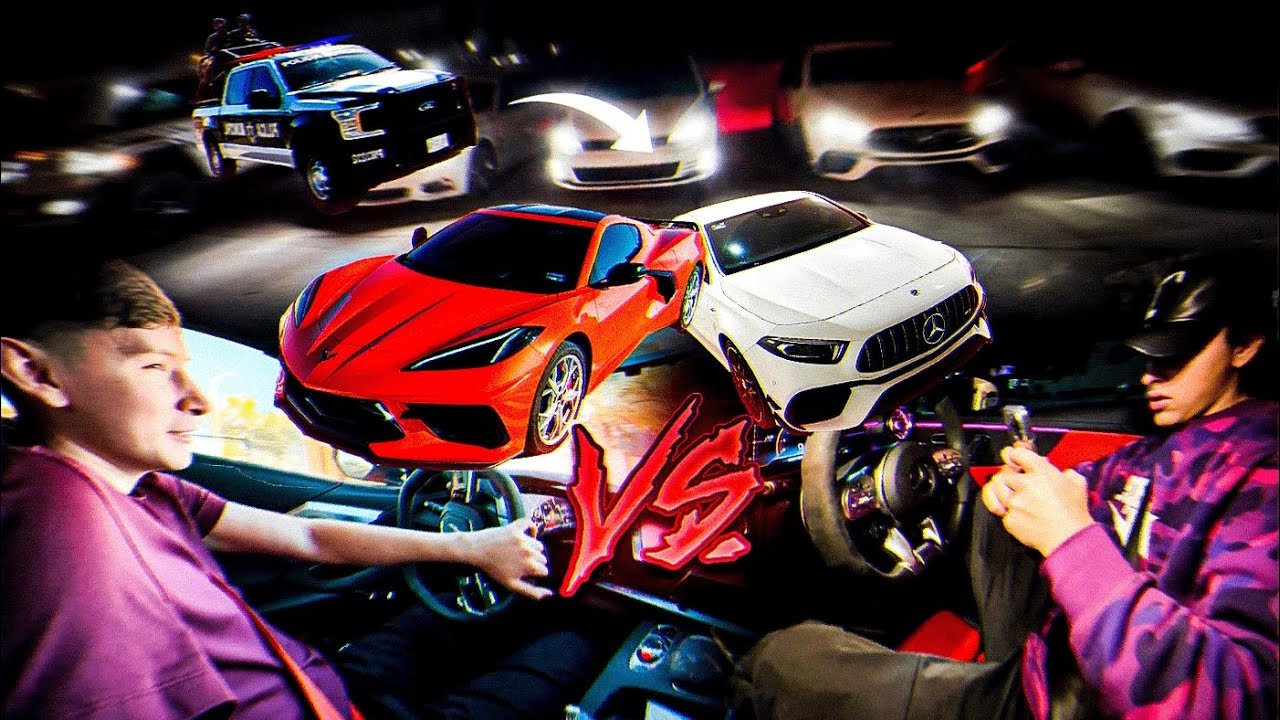 NOS DETUVIERON POR JUGAR ARRANCONES 🚔| Mercedes Amg a45 vs Corvette c8 jelty vs lonche 🔥