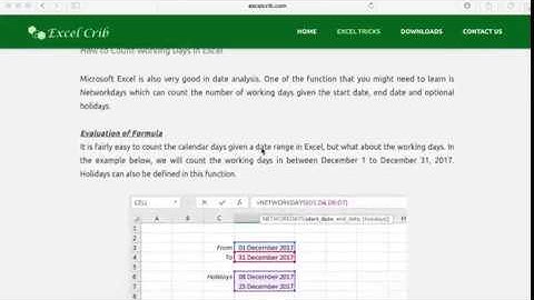 How to Count Working Days in Excel - Networkdays Function