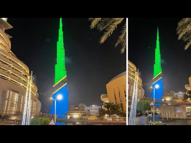 Bendera ya Tanzania yatangazwa kwenye jengo refu zaidi duniani la Burj Khalifa, Dubai class=
