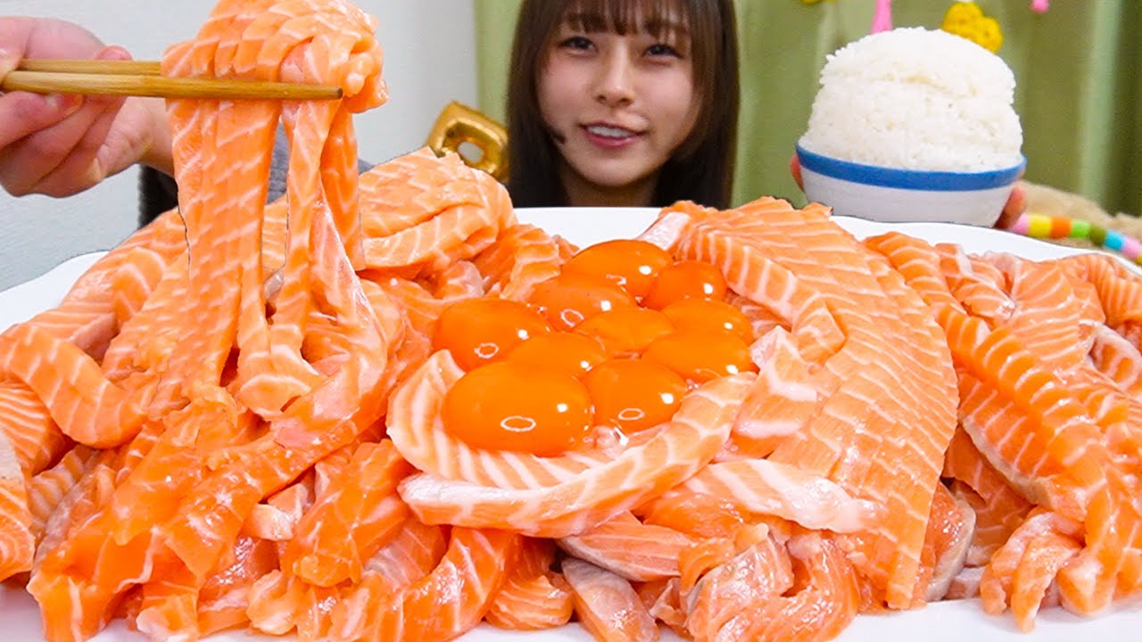 【大食い】サーモン麺2kgがおいしすぎた🐟🐟