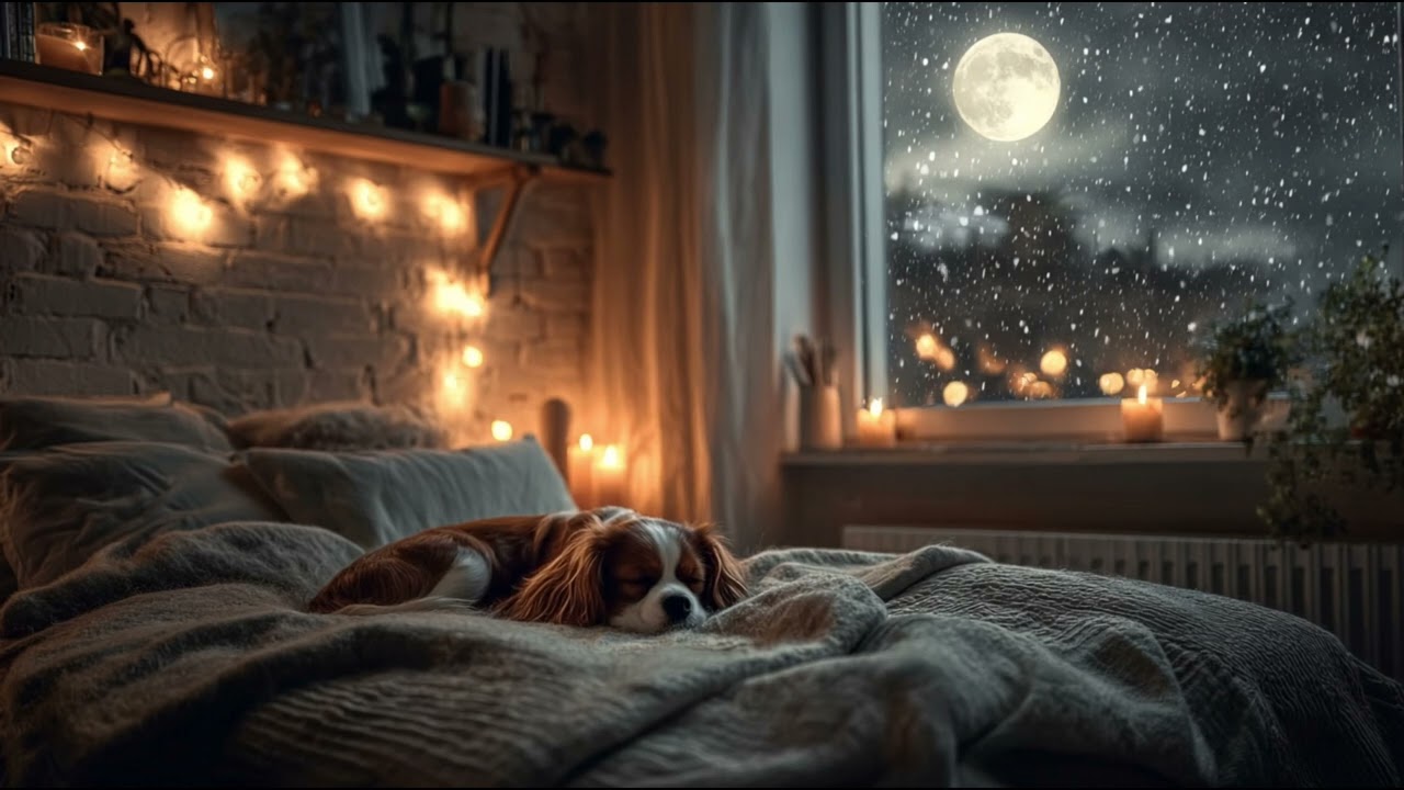 Sleepy Dog Lofi ❄️🌙 Cozy Winter Piano for Deep Sleep by the Fireplace