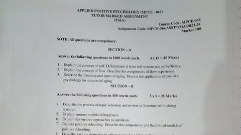 MPCE - 046 | 2023 -2024 | Assignment | MAPC Assignment | Applied Positive Psychology |