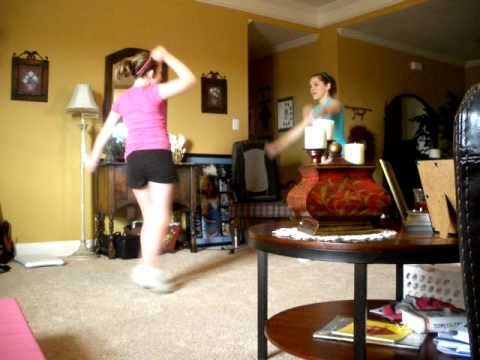 Lauren and Rebecca cheerleading dance