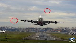 PEGAMOS A DECOLAGEM DO FAMOSO A380 EMIRATES DE OUTRO ÂNGULO,UM POUSO DO 747 AEROPORTO DE GUARULHOS