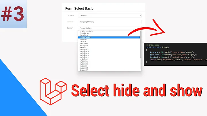 Get data select show and hide in Laravel 8 | #Episode 3