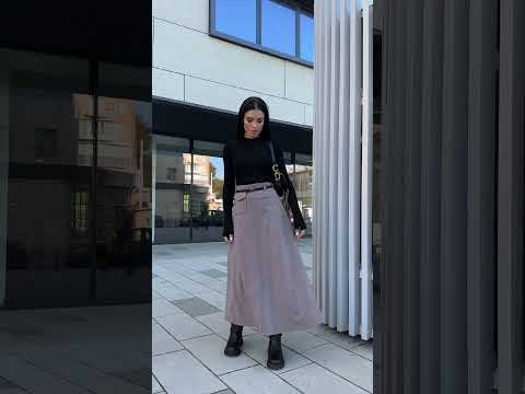 Спідниця жіноча міді а-силуету, із щільної вовняної тканини, спідниця - трапеція, офісна, дiловий стиль, Сірий, S, видео 3