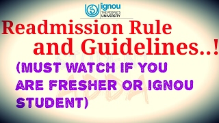 (IGNOU) READMISSION RULES AND GUIDELINES..!!( IN HINDI)