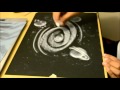 Dibujando con Tiza Blanca y  Papel Negro  Universo y sus Planetas