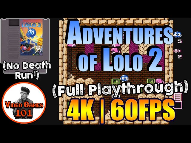 Adventures of Lolo 2 NES | No Death Playthrough | 4K 60FPS | Video