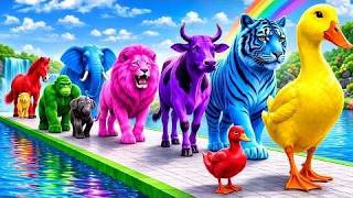 Long Slide Game with Dinosaur Lion Cow Hippopotamus Gorilla 3d Animal Game Funny 3d Animals screenshot 1