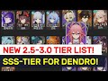 NEW 2.5-3.0 META Tier-List & BEST ★★★★ & ★★★★★ For Dendro! | Genshin Impact