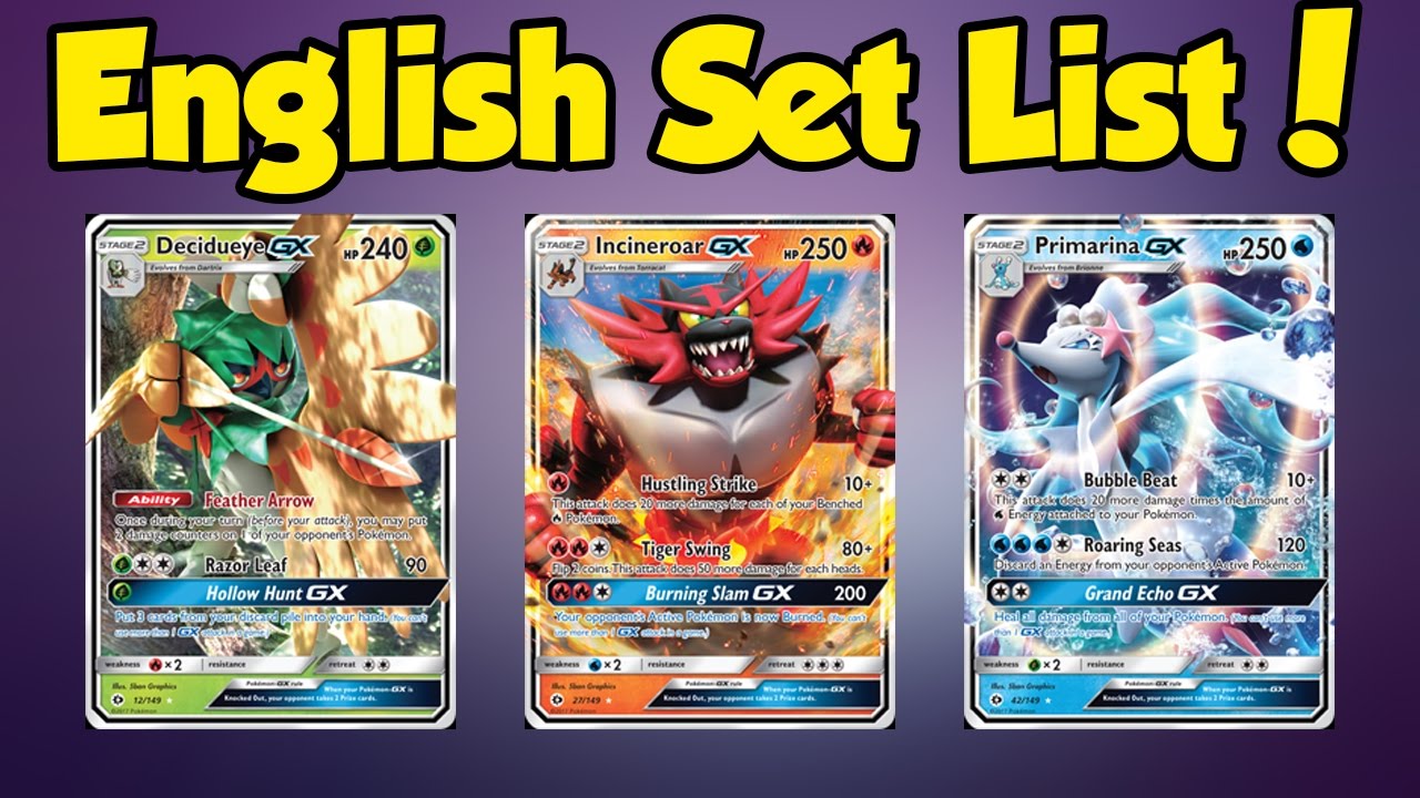 Sun And Moon Complete English Set List Which Cards Are Missing